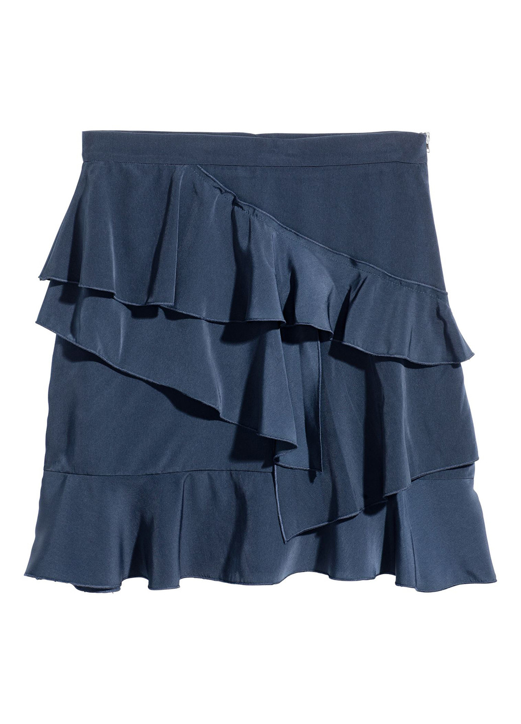 Темно-синяя кэжуал однотонная юбка H&M а-силуэта (трапеция)