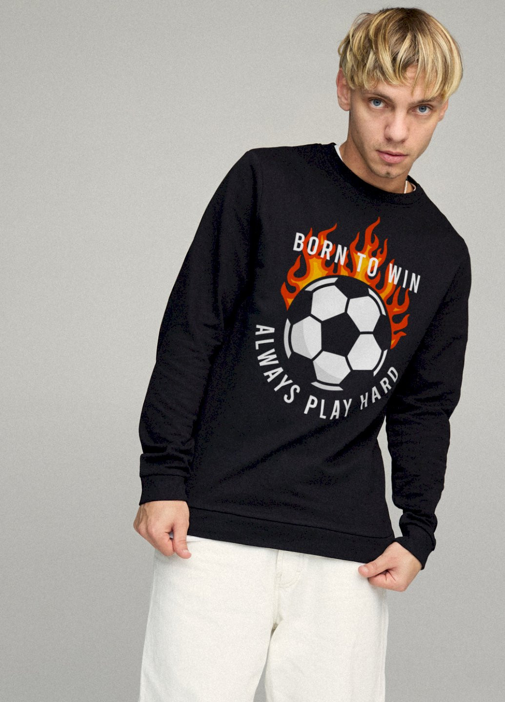 Черный свитшот мужской basic /no flis/ YAPPI рисунок (251424221)