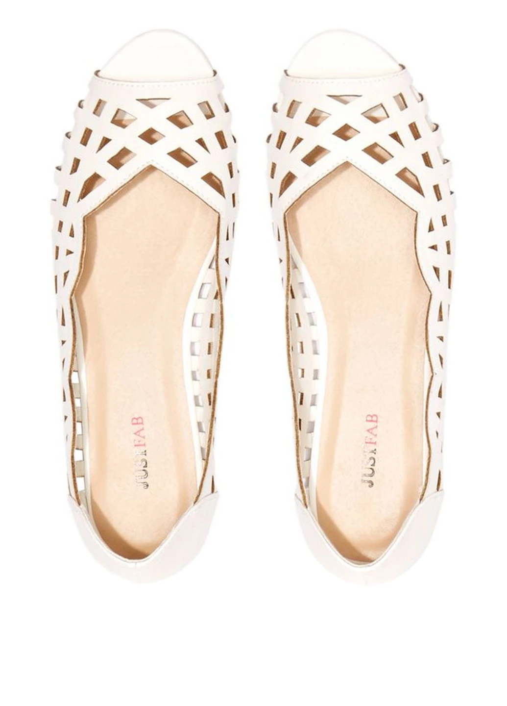 Женские балетки JustFab | белые однотонные перфорация искусственная кожа (22189142)