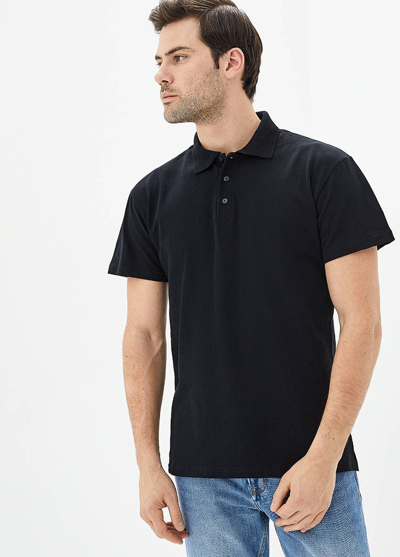 Черная футболка-поло мужское однотонное для мужчин Роза однотонная