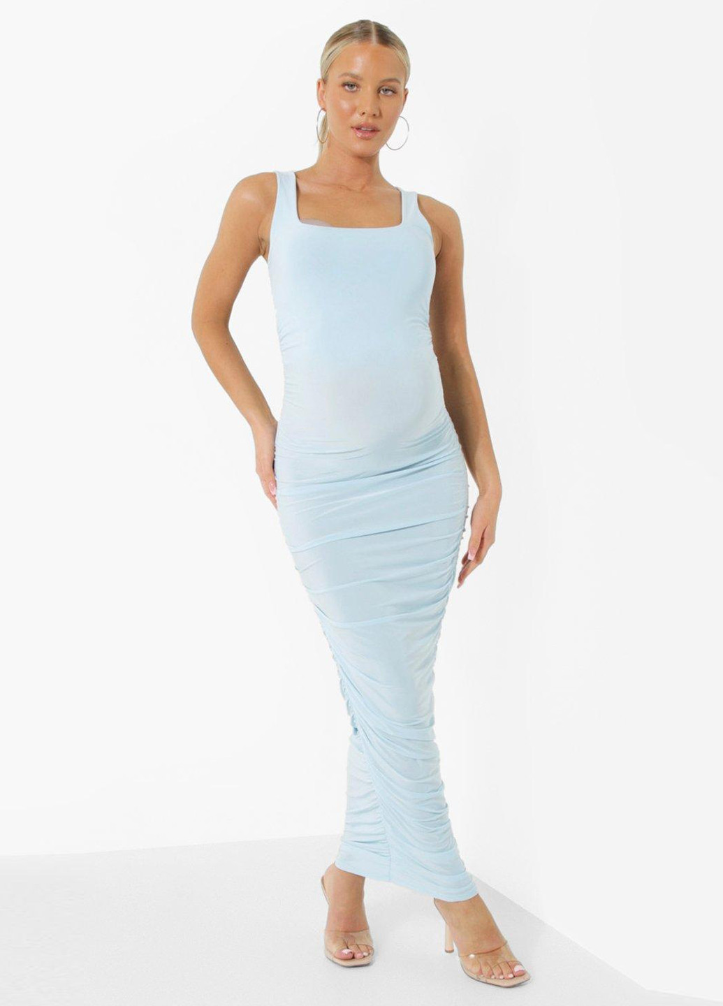 Голубое кэжуал платье для беременных платье-майка Boohoo однотонное