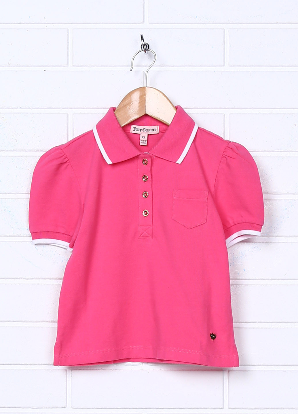 Розовая детская футболка-поло для девочки Juicy Couture однотонная