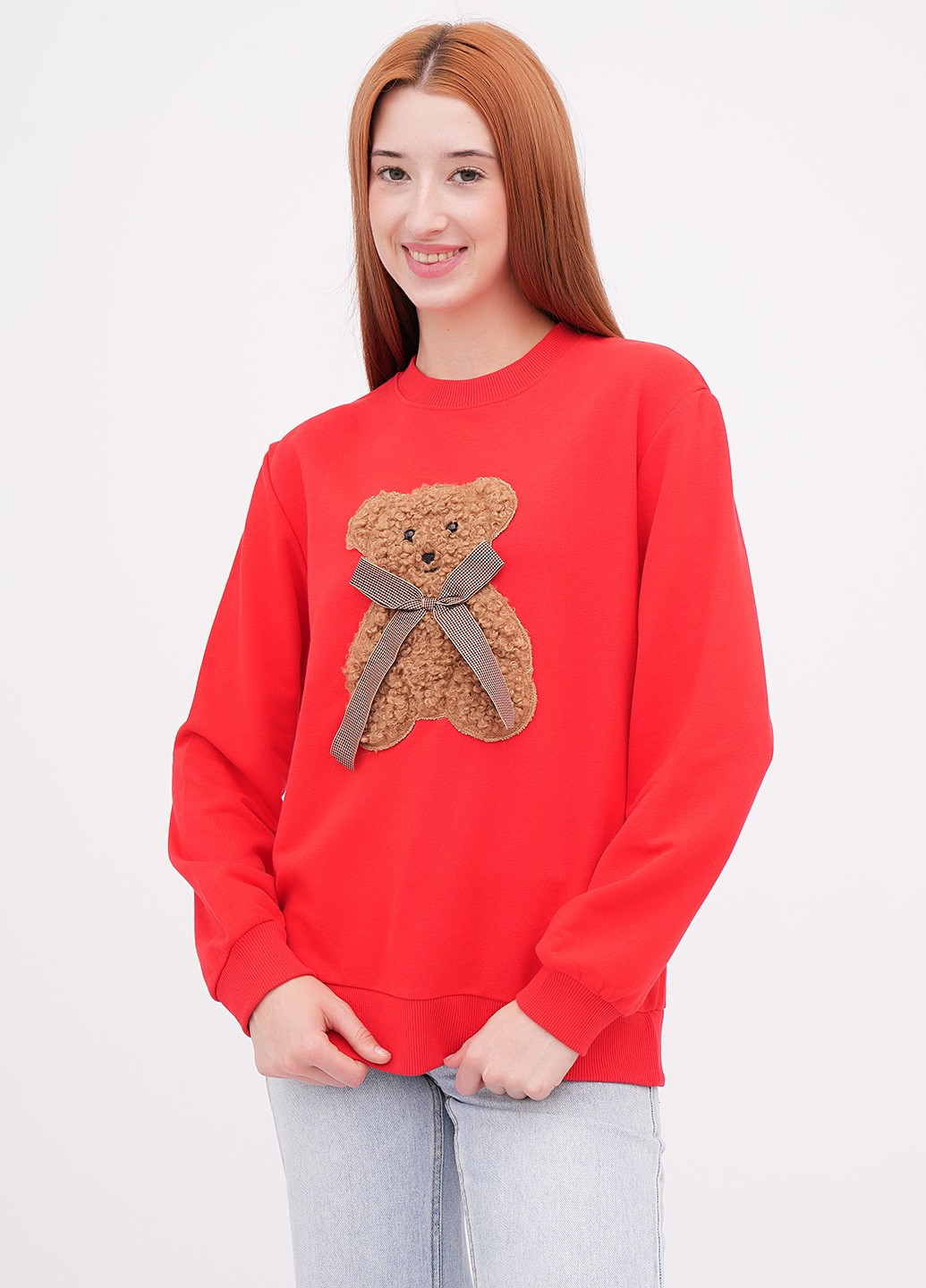 Червоний світшот EQUILIBRI однотонний аплікація, бант (355383097)