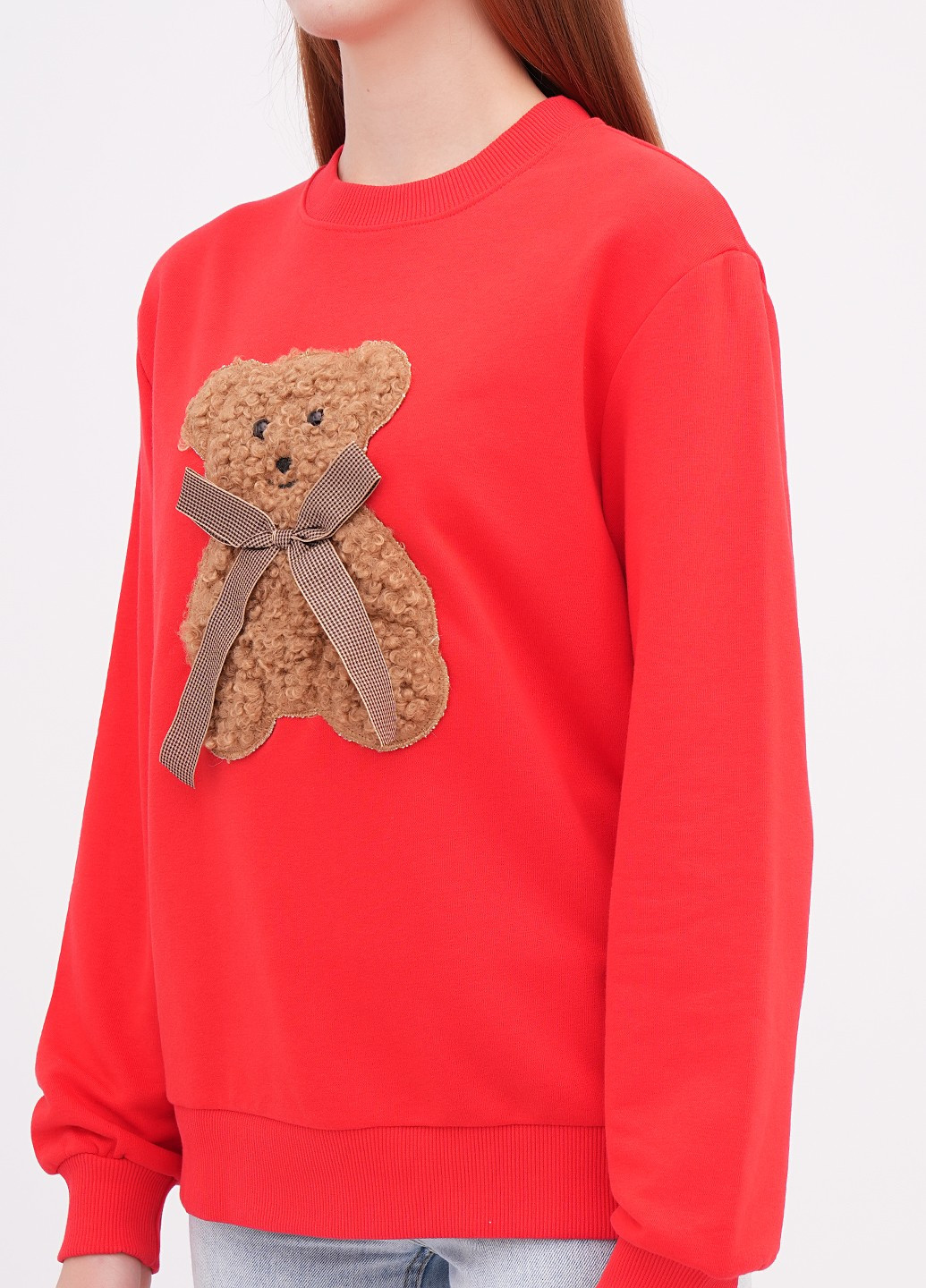 Червоний світшот EQUILIBRI однотонний аплікація, бант (355383097)