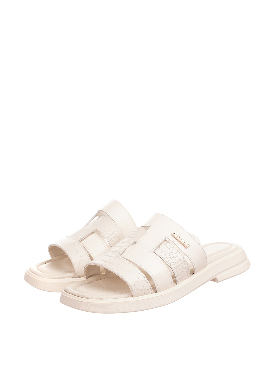 Бежевые шлепанцы Bizoni с тиснением