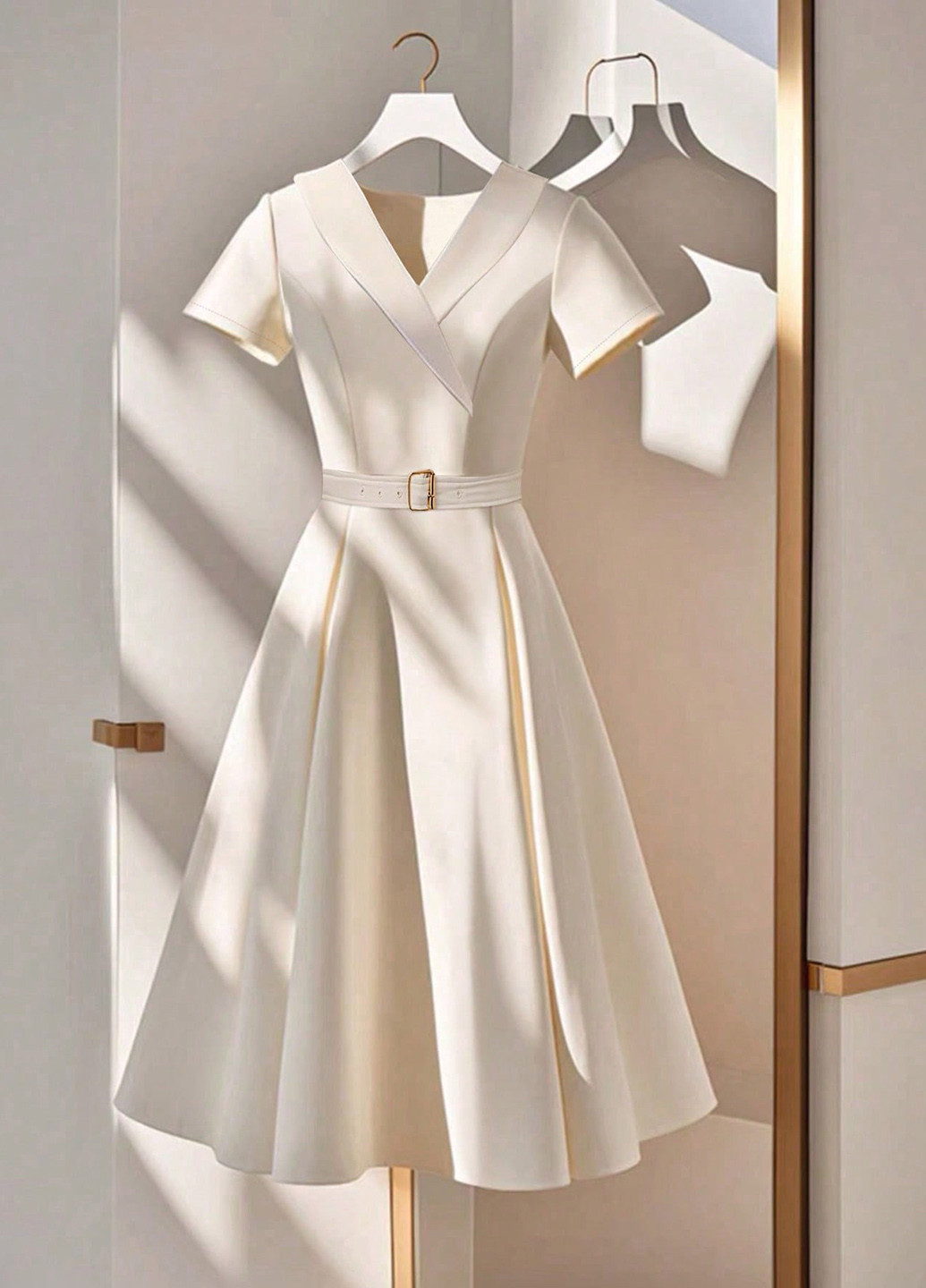 Молочна святковий, ділова сукня кльош SHEIN однотонна