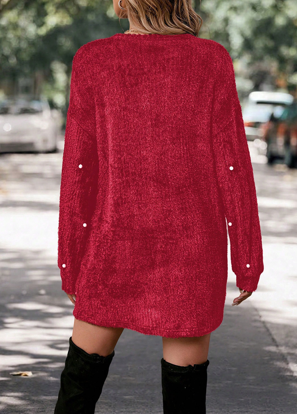 Червона кежуал сукня сукня светр SHEIN однотонна