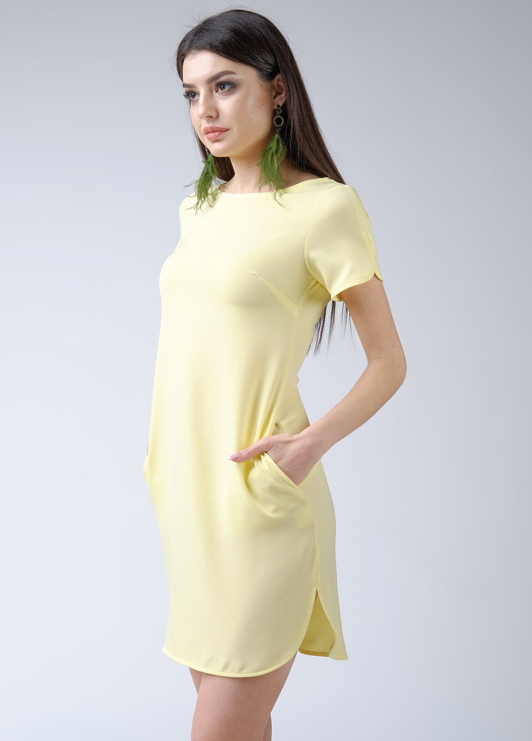 Жовтий кежуал сукня сукня-футболка Pink однотонна
