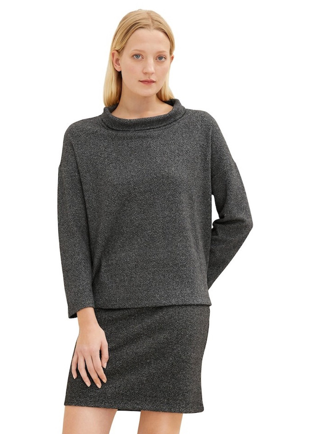 Темно-сірий світшот Tom Tailor меланж без декору (317631659)