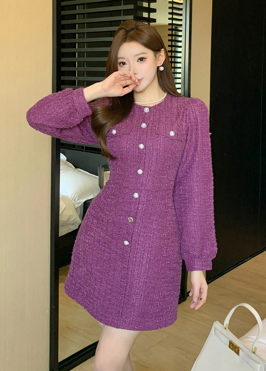 Фиолетовое деловое, кэжуал платье колокол SHEIN меланжевое