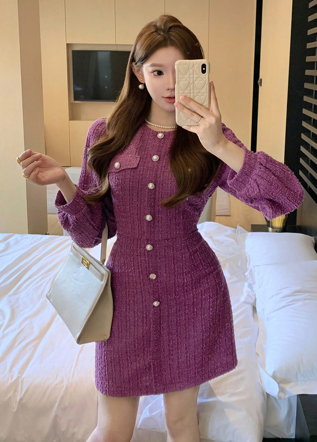 Фиолетовое деловое, кэжуал платье колокол SHEIN меланжевое