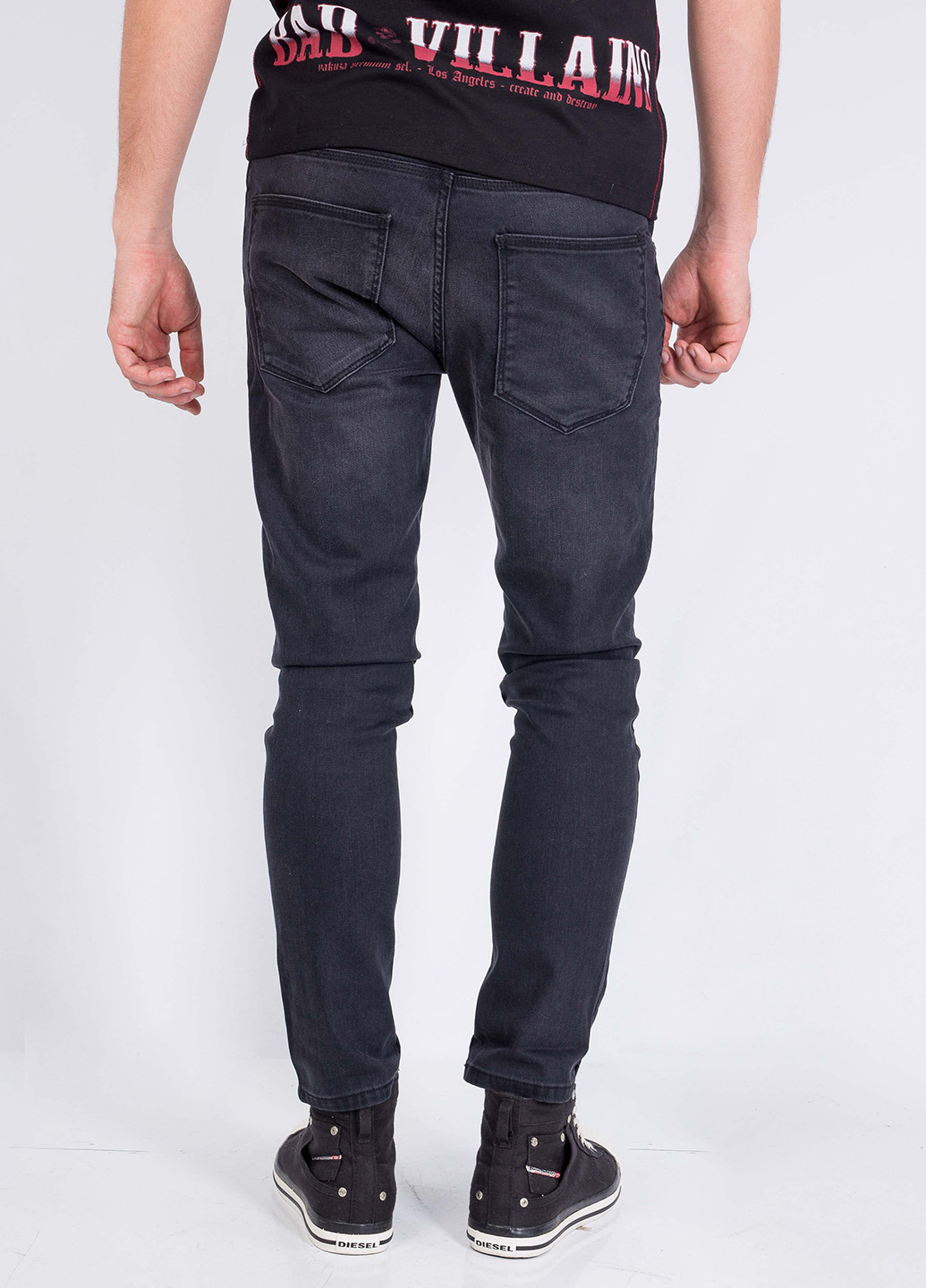 Черные демисезонные зауженные джинсы Five Pocket