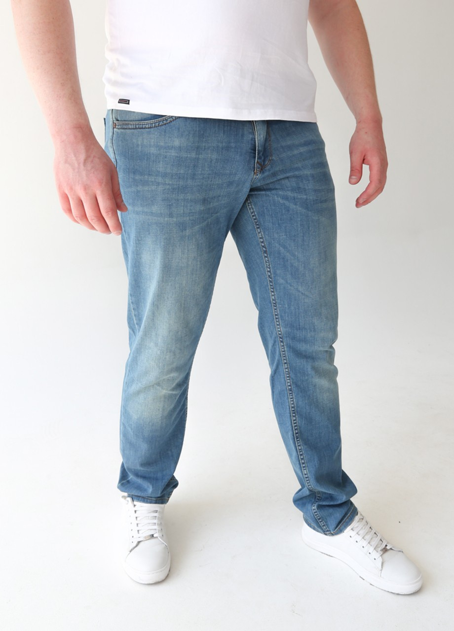 Синие демисезонные джинсы мужские тонкие синие с зеленым оттенком слим Slim ARCHILES
