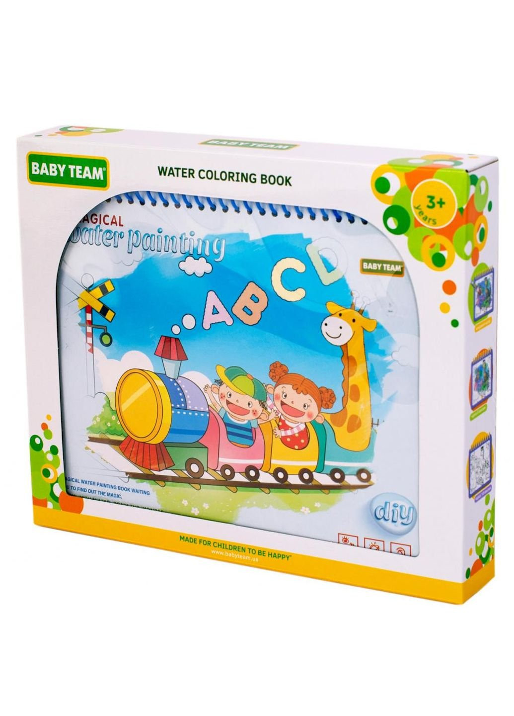 Развивающая игрушка Книжечка-раскраска водная Паровозик (9030_паровозик_с_буквами) Baby Team (254070976)