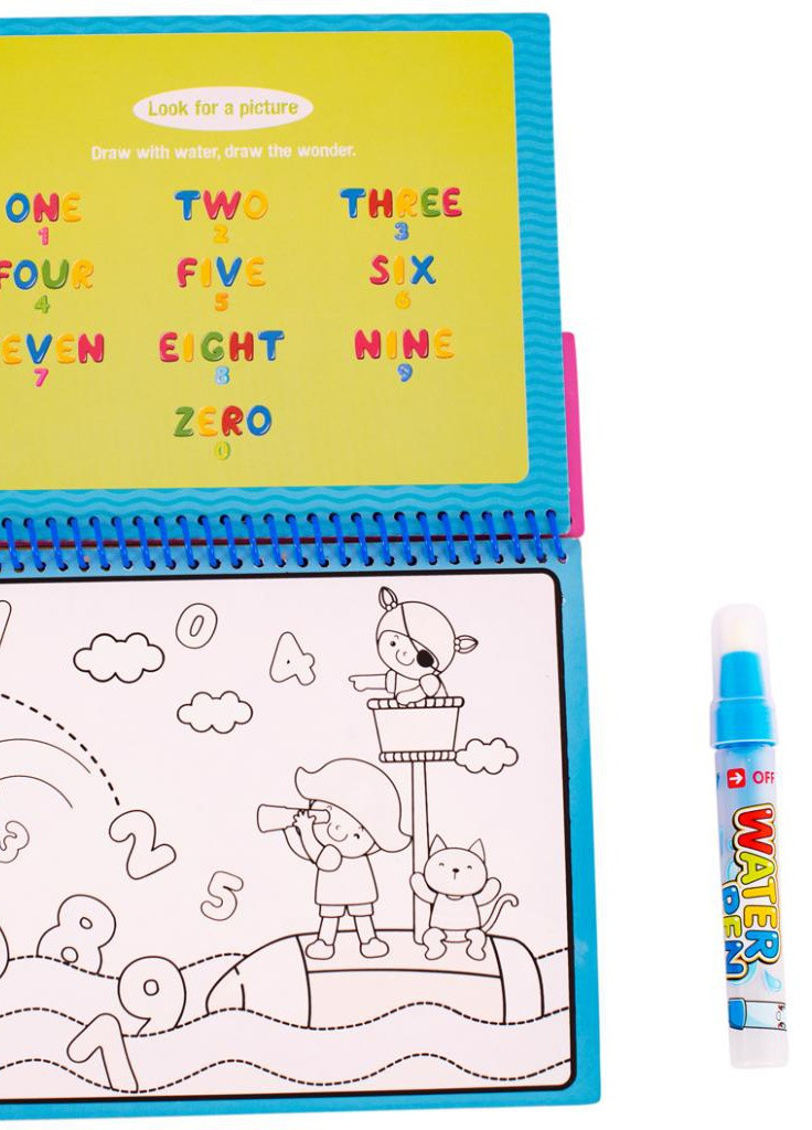 Развивающая игрушка Книжечка-раскраска водная Паровозик (9030_паровозик_с_буквами) Baby Team (254070976)