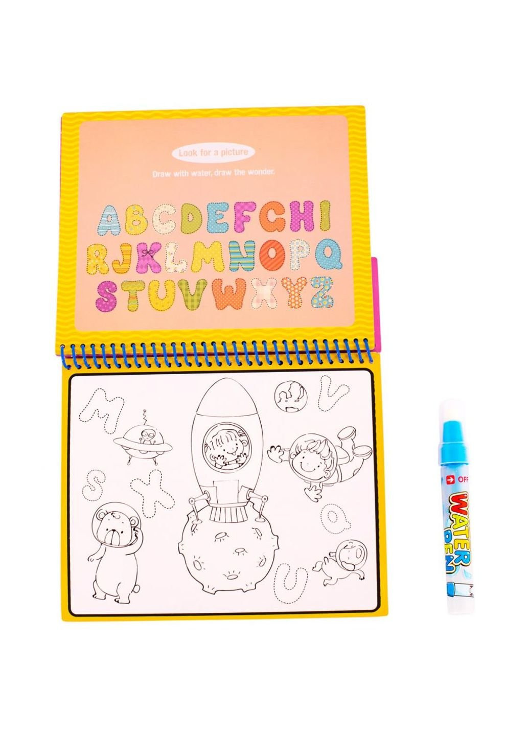 Развивающая игрушка Книжечка-раскраска водная Паровозик (9030_паровозик_с_буквами) Baby Team (254070976)