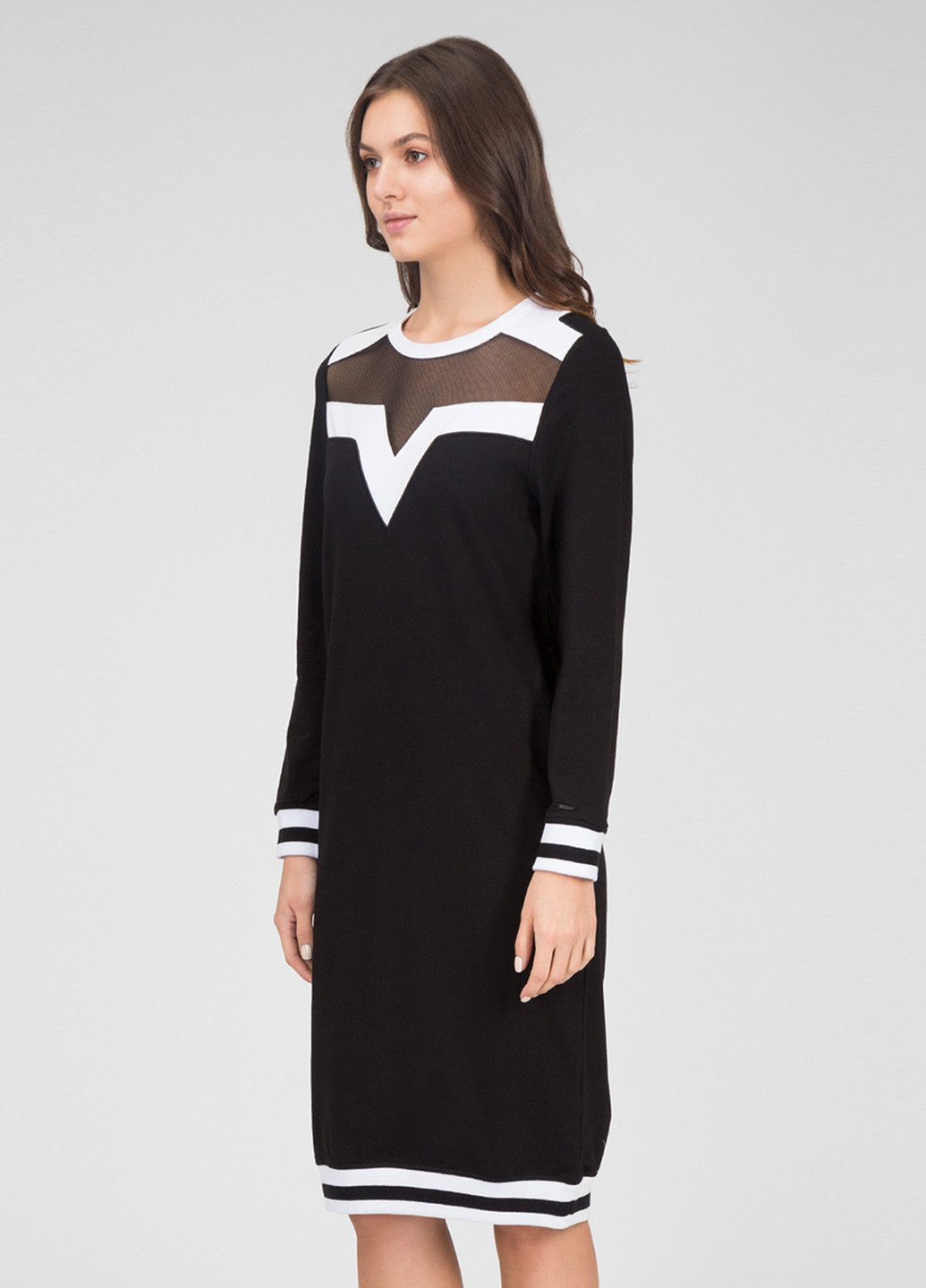 Черное кэжуал платье Preppy однотонное