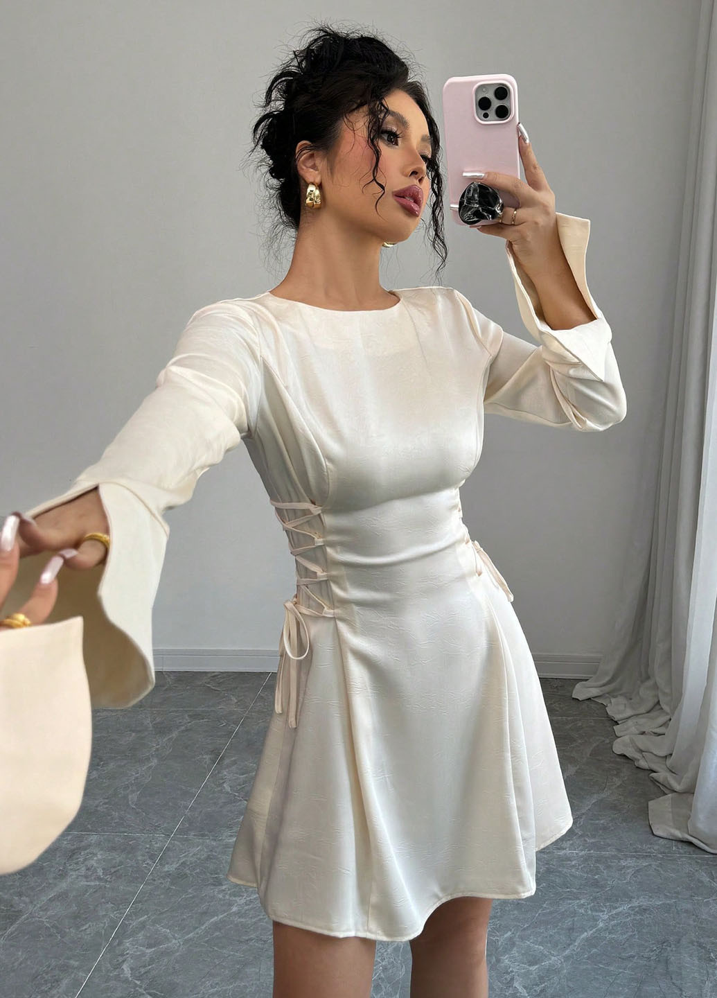 Кремова кежуал сукня SHEIN однотонна