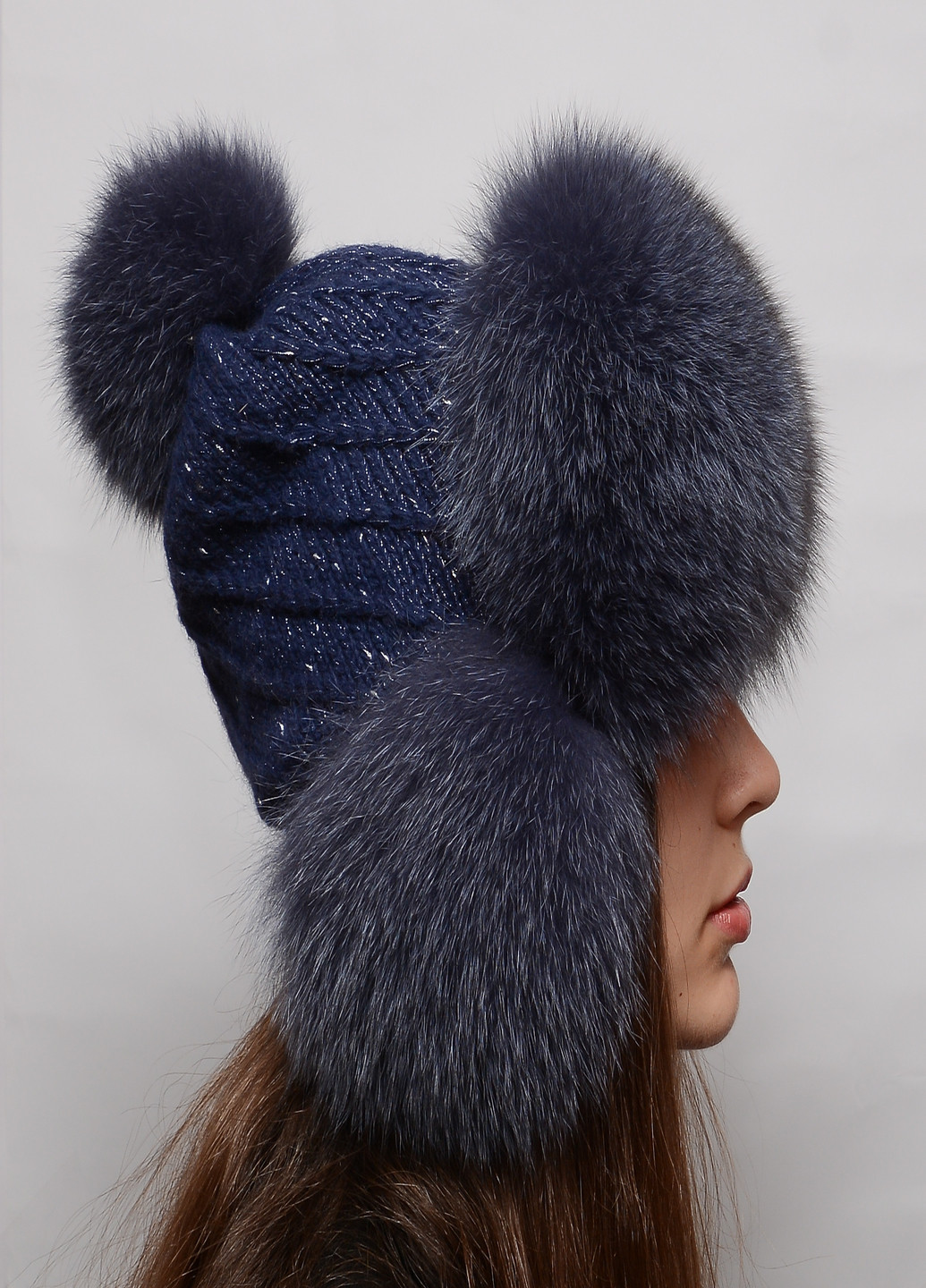 Женская зимняя меховая шапка ушанка из меха песца Меховой Стиль ушанка на трикотаже (199175462)