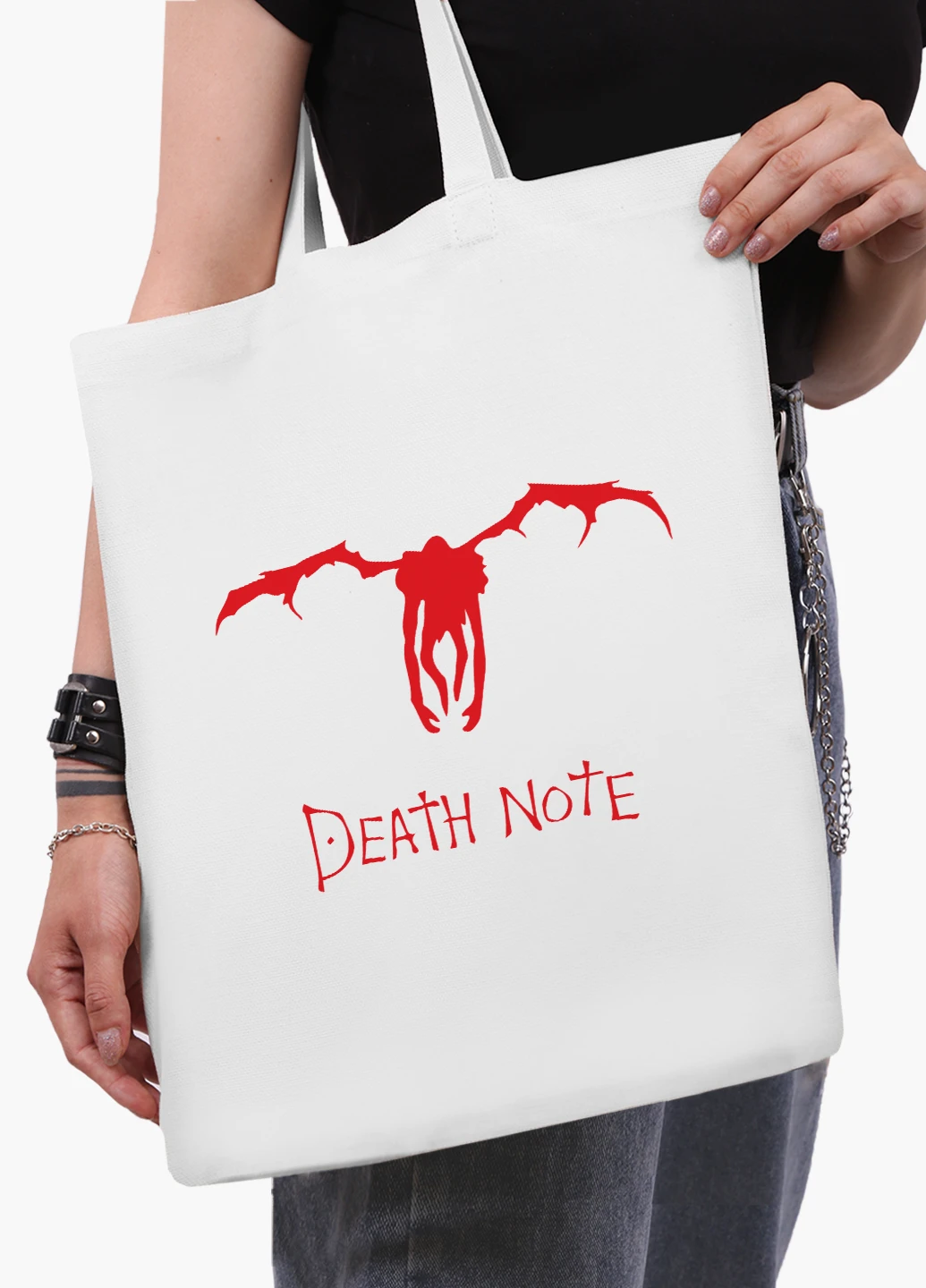 Еко сумка шоппер біла Рюк Зошит смерті (Death Note) (9227-2654-WT2) Еко сумка шоппер біла 41*35 см MobiPrint (219151256)