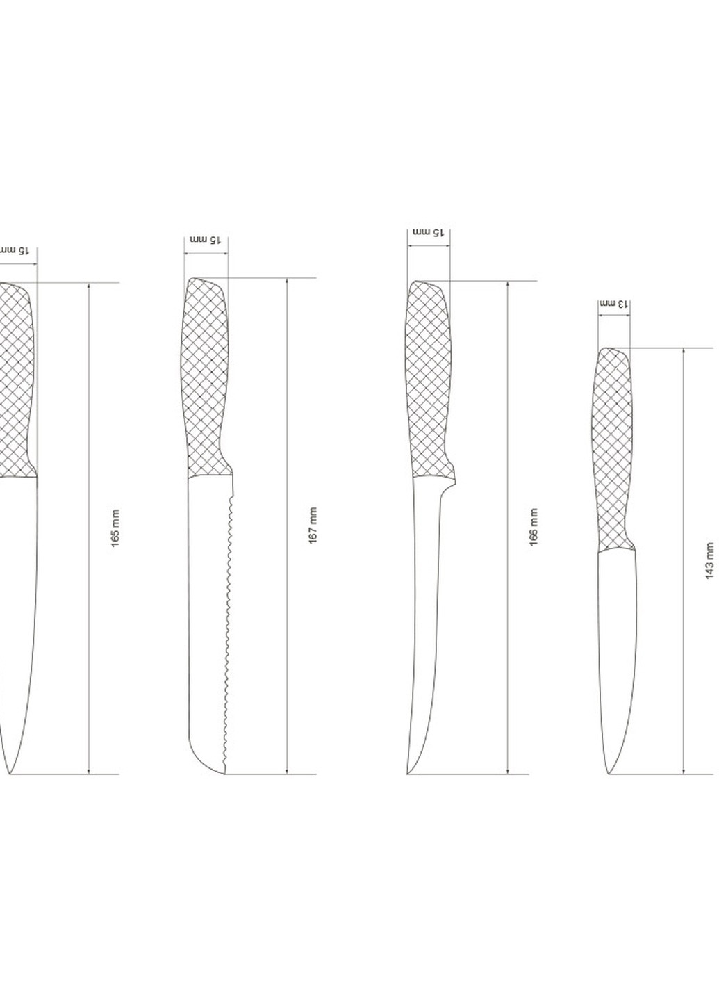 Набор ножей Razor 9 пр. [50112] Vinzer серые, металл