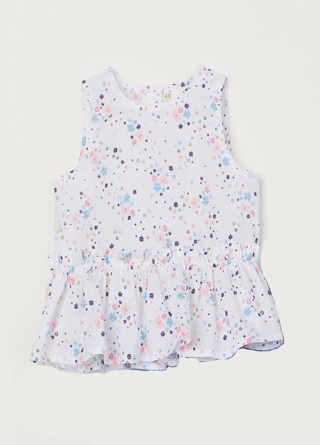 Комбинированная цветочной расцветки блузка с баской H&M летняя