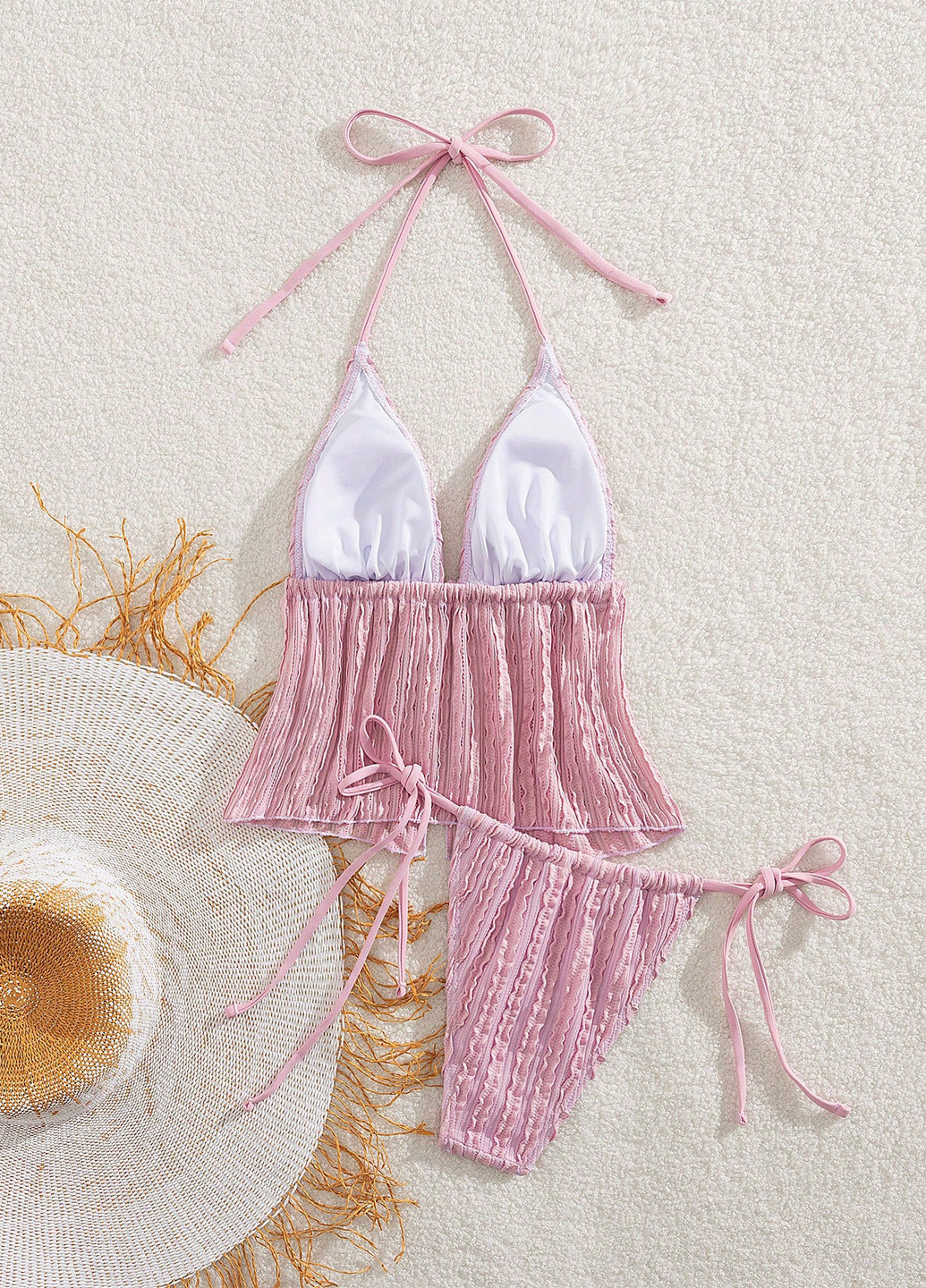 Рожевий літній купальник (топ, трусики) роздільний SHEIN