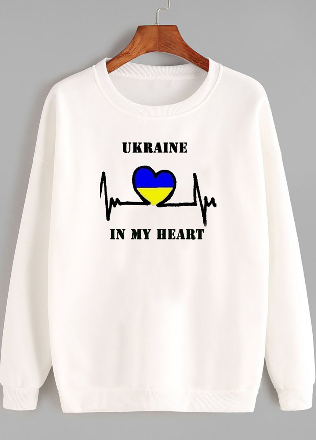 Свитшот женский белый Ukraine in my heart-2 Love&Live - крой рисунок белый кэжуал - (252834340)