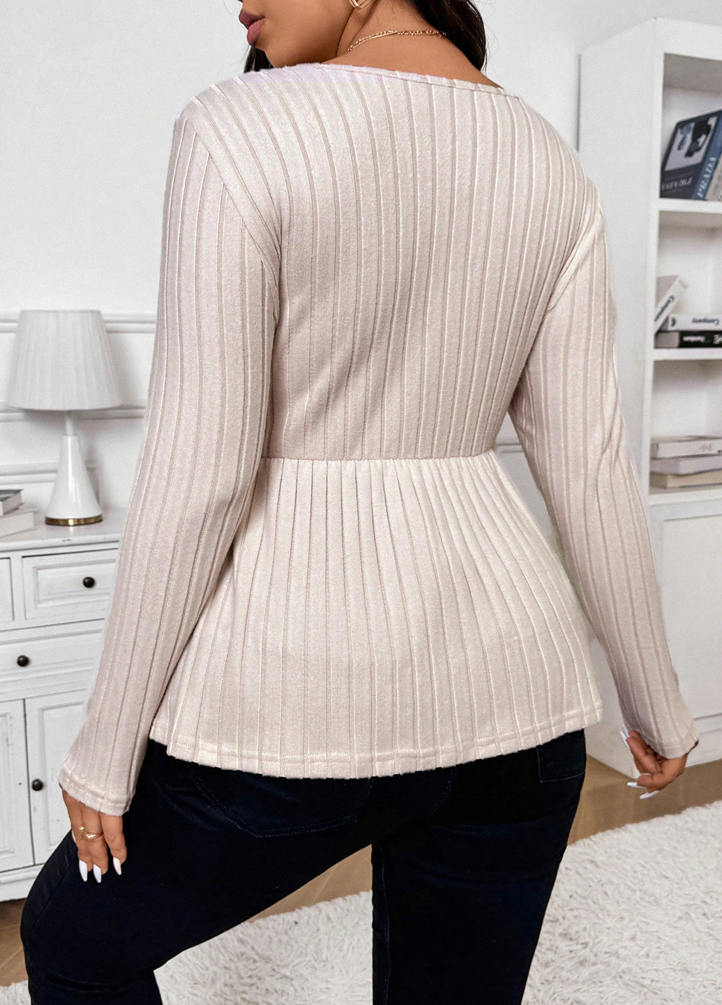 Кремовый демисезонный пуловер пуловер SHEIN