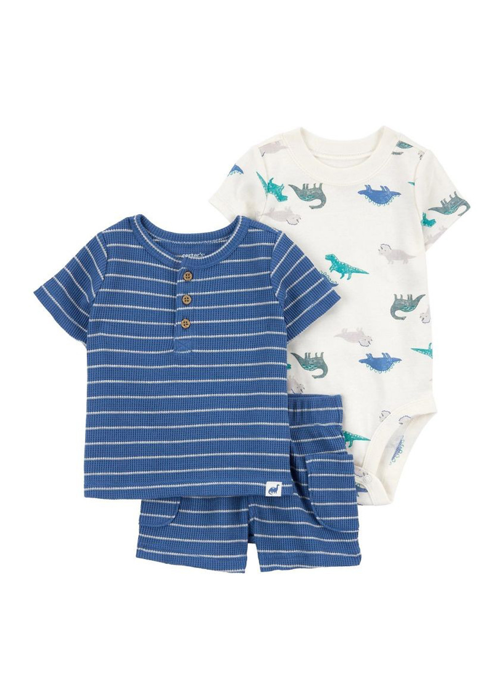 Синий демисезонный комплект (футболка, боди, шорты) Carter's