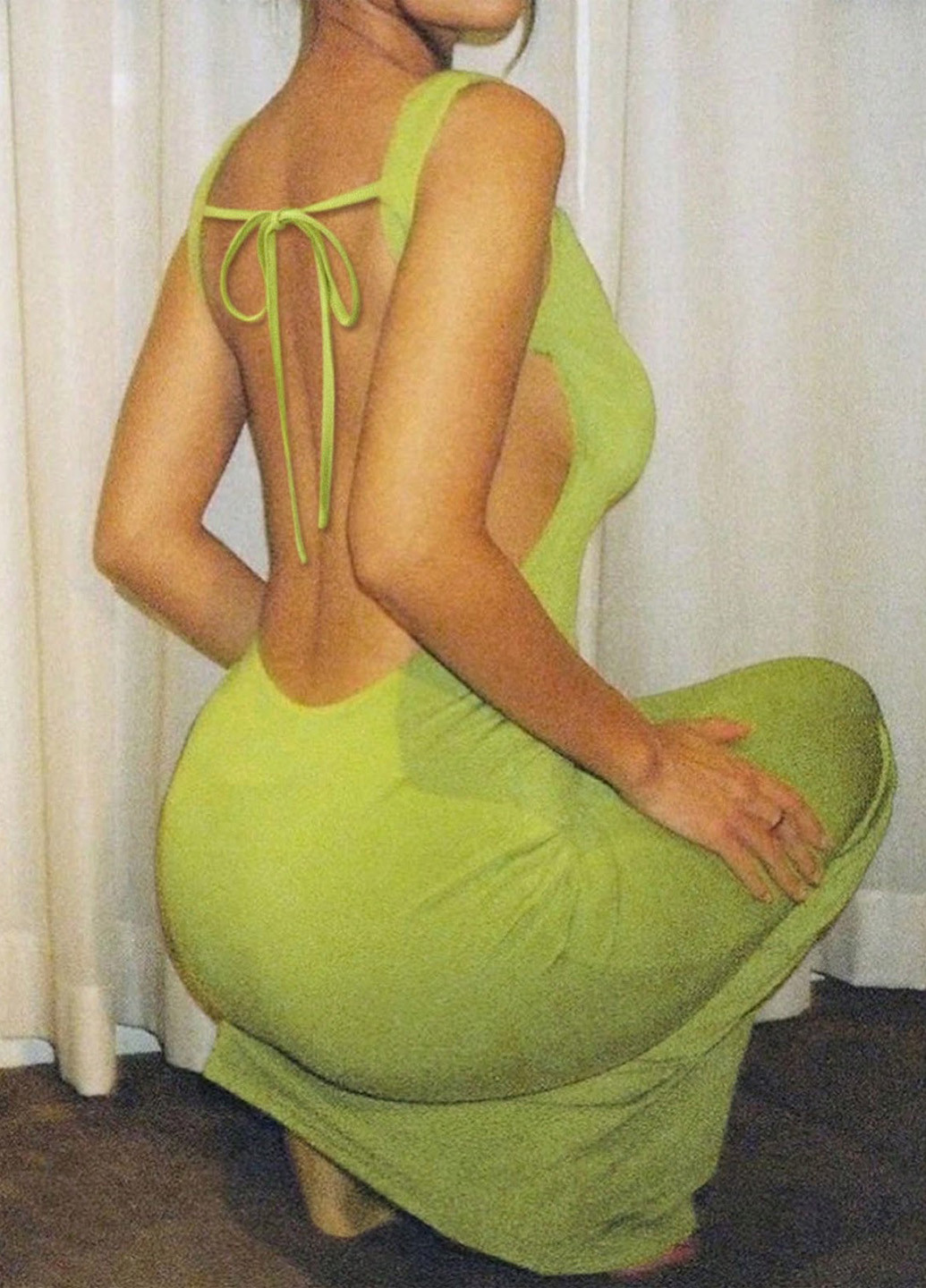 Салатова кежуал сукня з відкритою спиною SHEIN однотонна