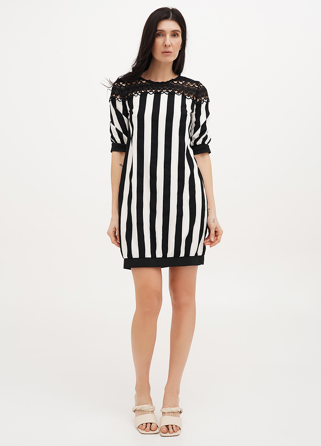 Комбинированное кэжуал платье Vicolo в полоску