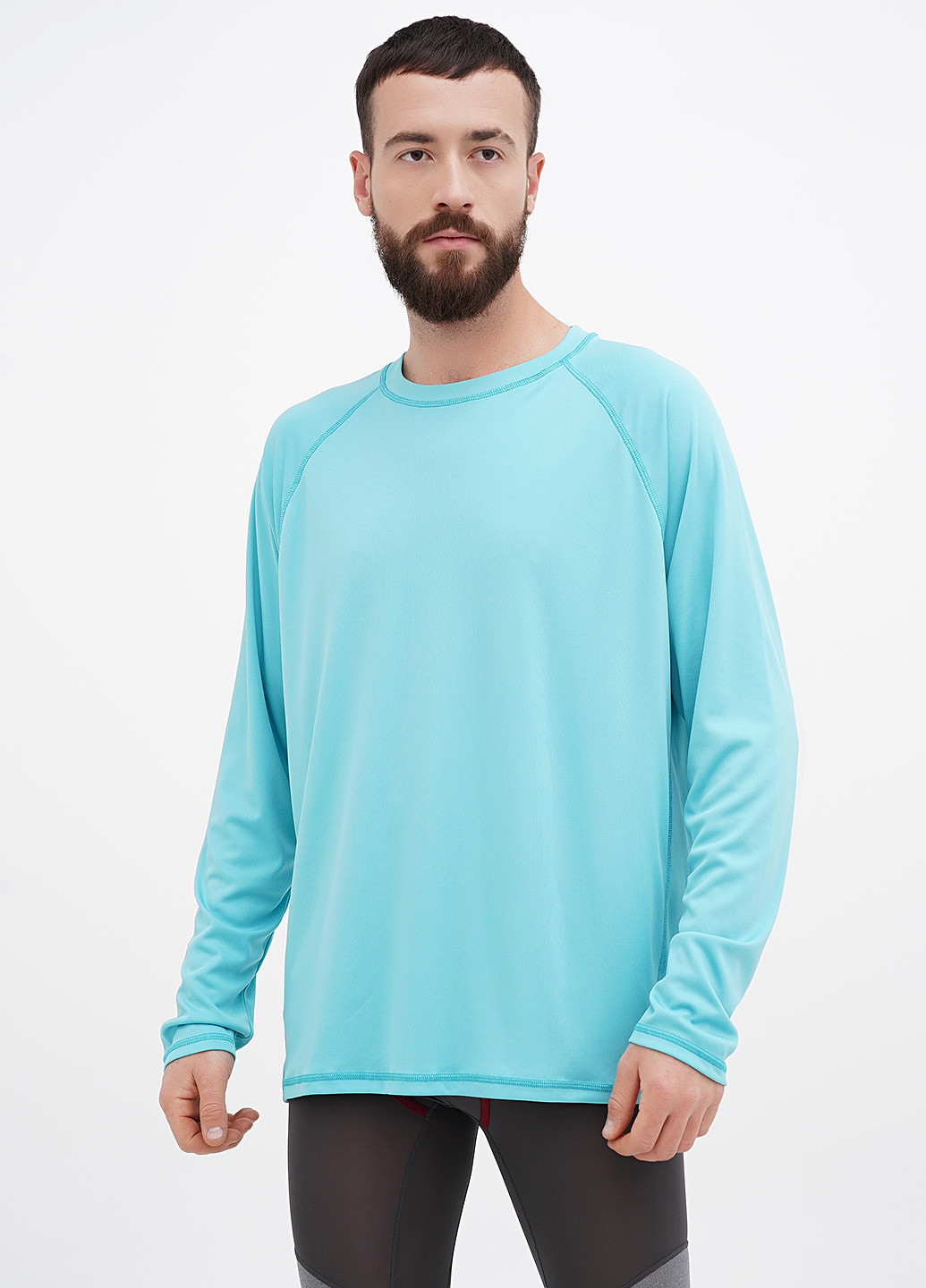 Бирюзовый демисезонный спортивный лонгслив Jockey однотонный