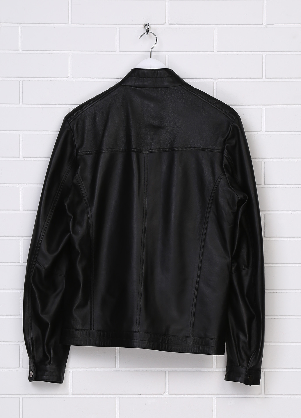 Черная демисезонная куртка кожаная KURBAN