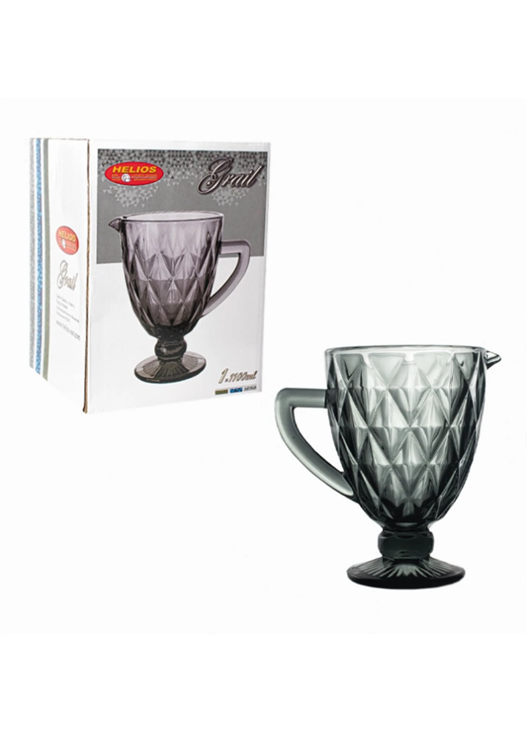 Глечик "Кристал" 1,1 л, кольорове скло Helios (252744738)