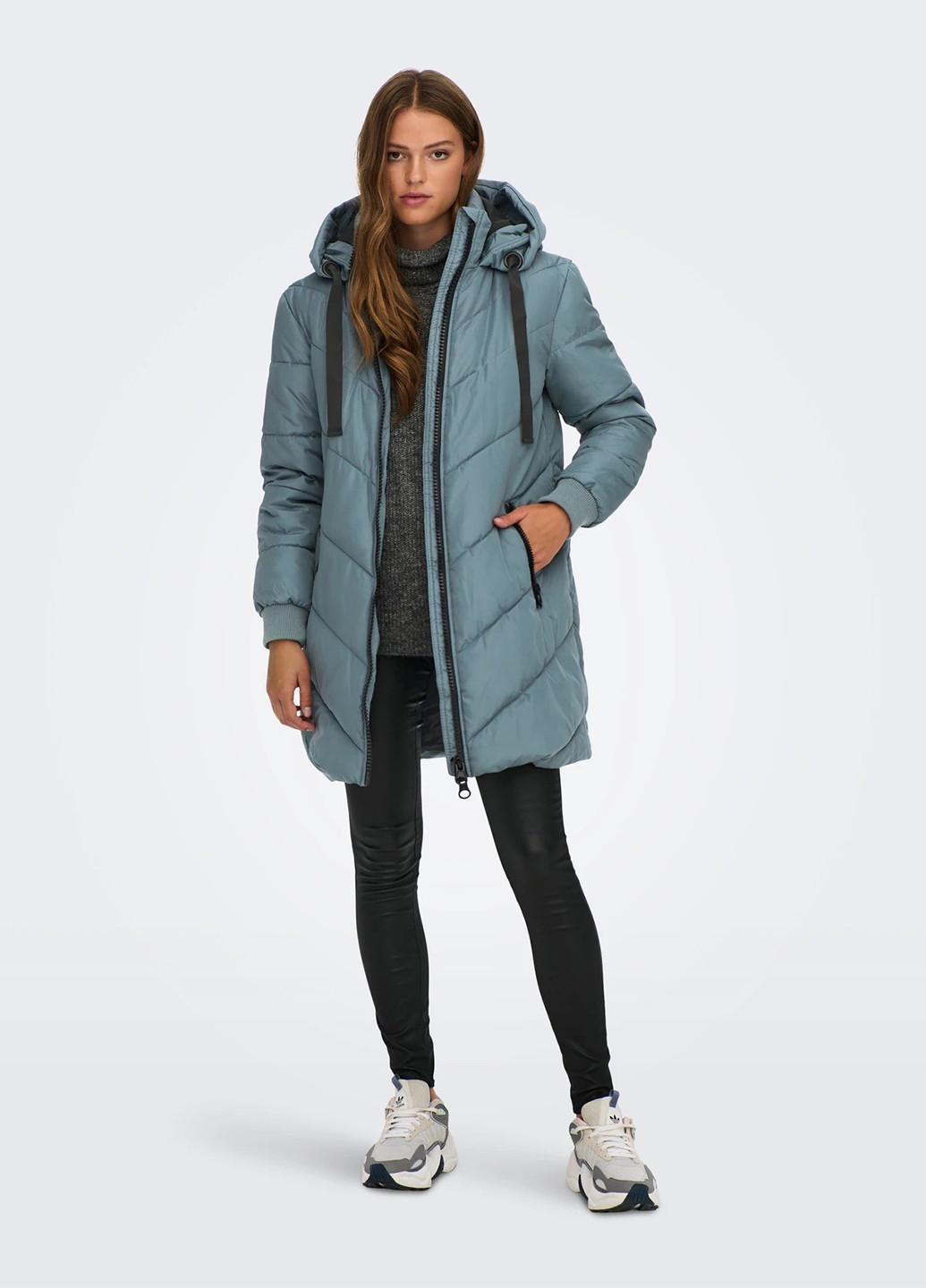 Темно-бирюзовая демисезонная куртка куртка-пальто Only