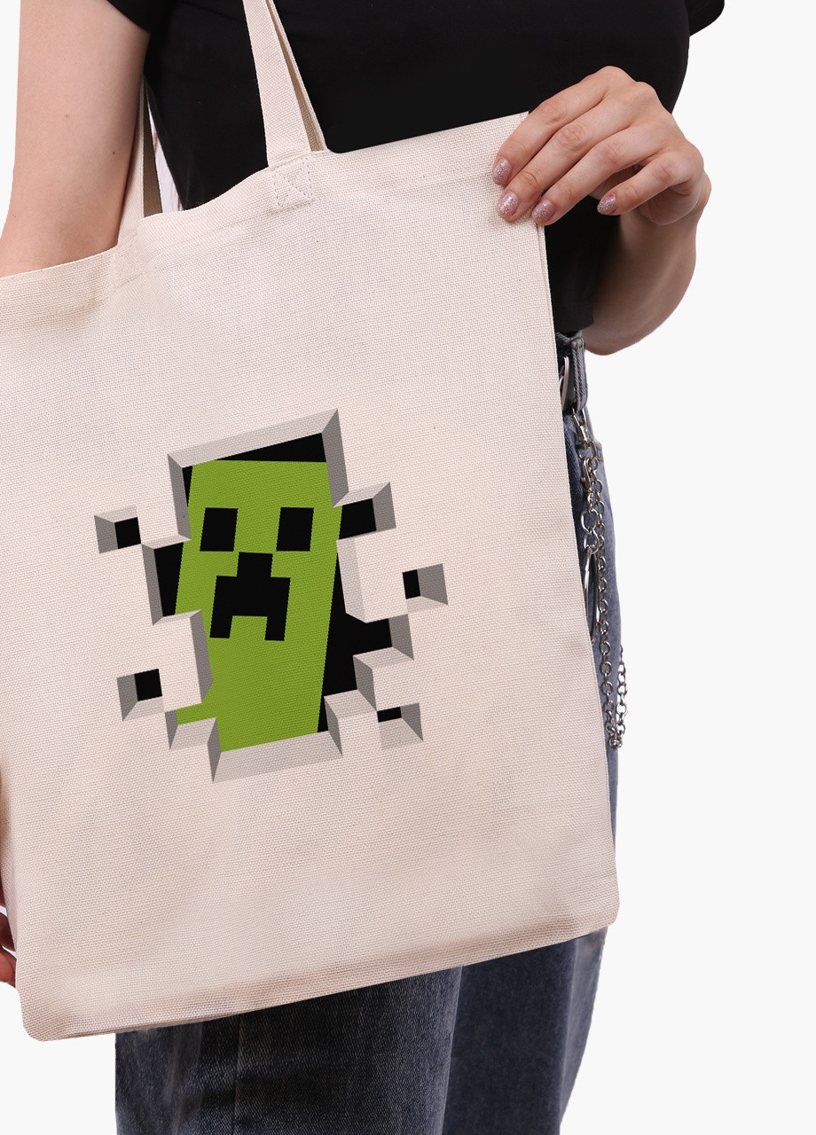 Эко сумка шоппер белая Майнкрафт (Minecraft) (9227-1709-WT) экосумка шопер 41*35 см MobiPrint (216642206)
