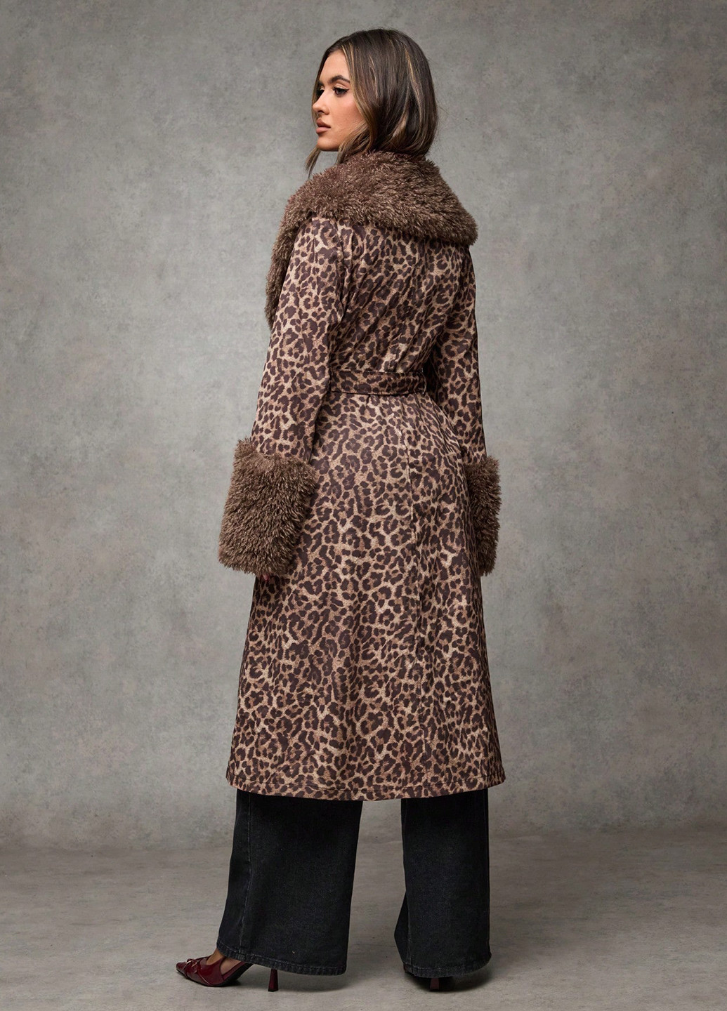 Коричневе демісезонне Пальто однобортне SHEIN