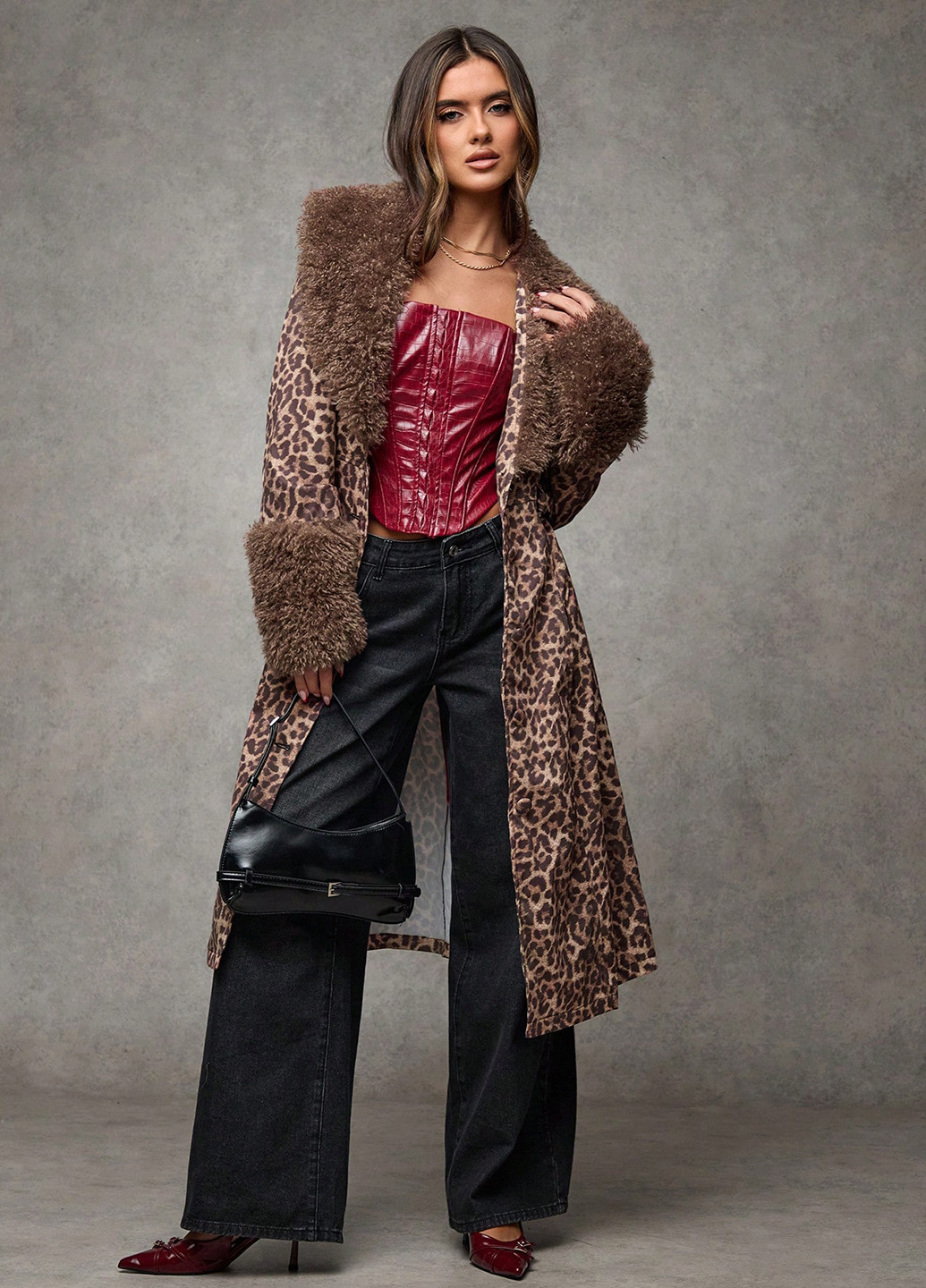 Коричневе демісезонне Пальто однобортне SHEIN