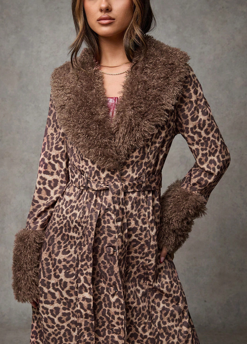 Коричневе демісезонне Пальто однобортне SHEIN