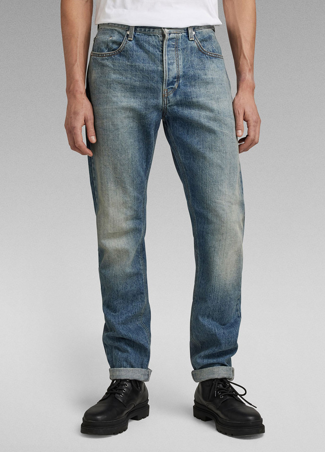 Синие демисезонные прямые джинсы G-Star Raw