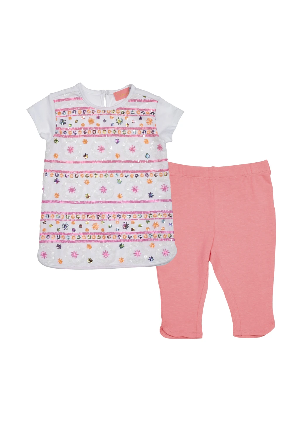 Розовый летний комплект (футболка, леггинсы) Chicco