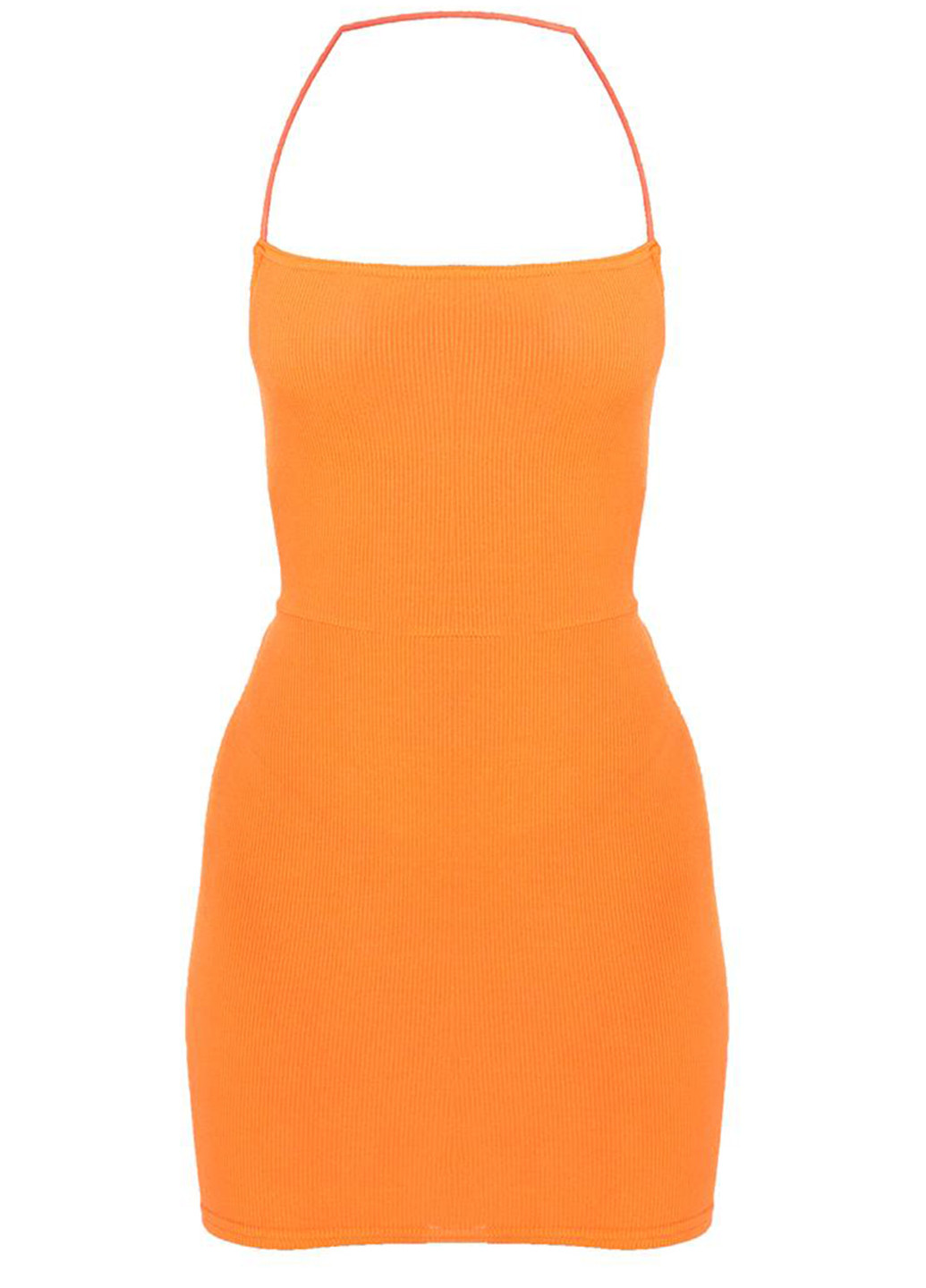 Оранжевое коктейльное платье PrettyLittleThing однотонное