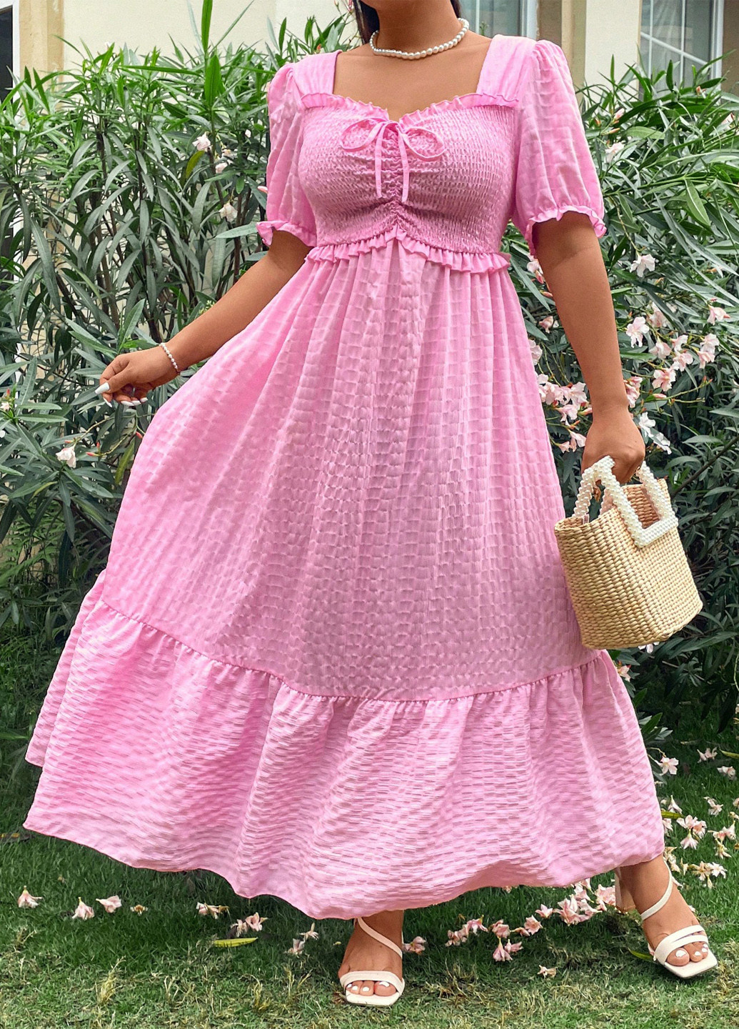 Рожева кежуал сукня а-силует SHEIN однотонна