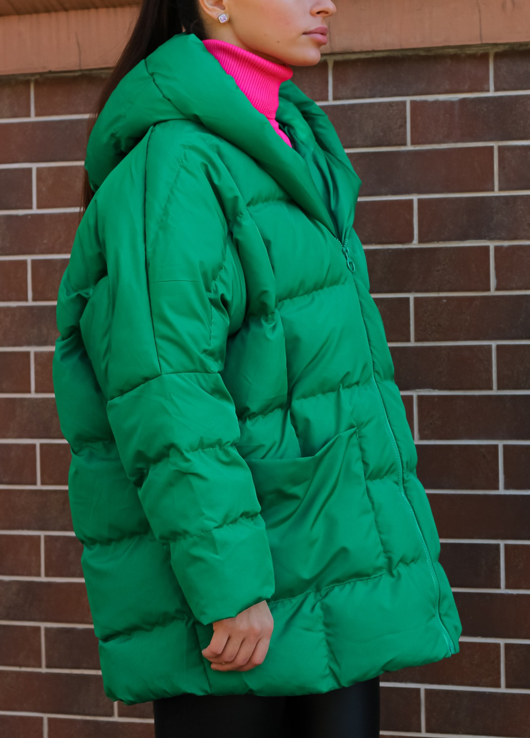 Зеленая демисезонная куртка женская оранжевая Avrile