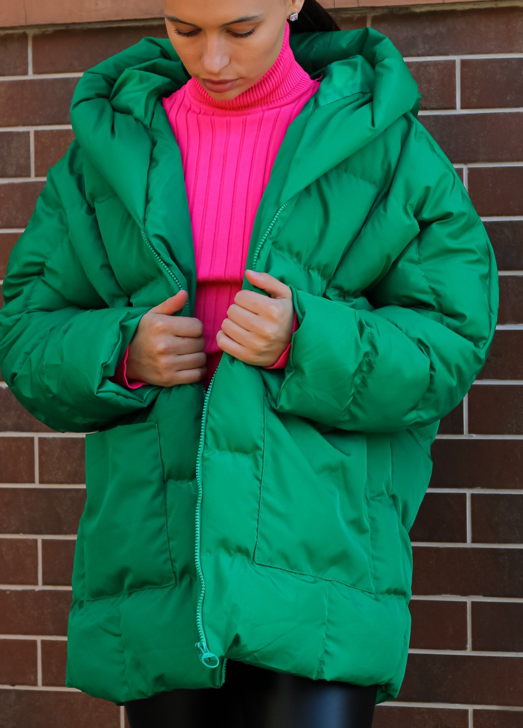 Зеленая демисезонная куртка женская оранжевая Avrile