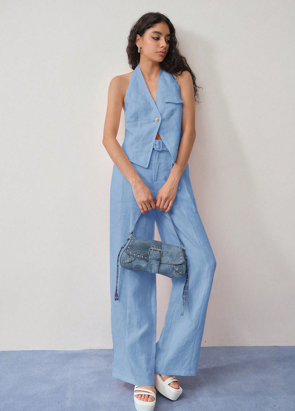 Светло-синяя блуза SHEIN