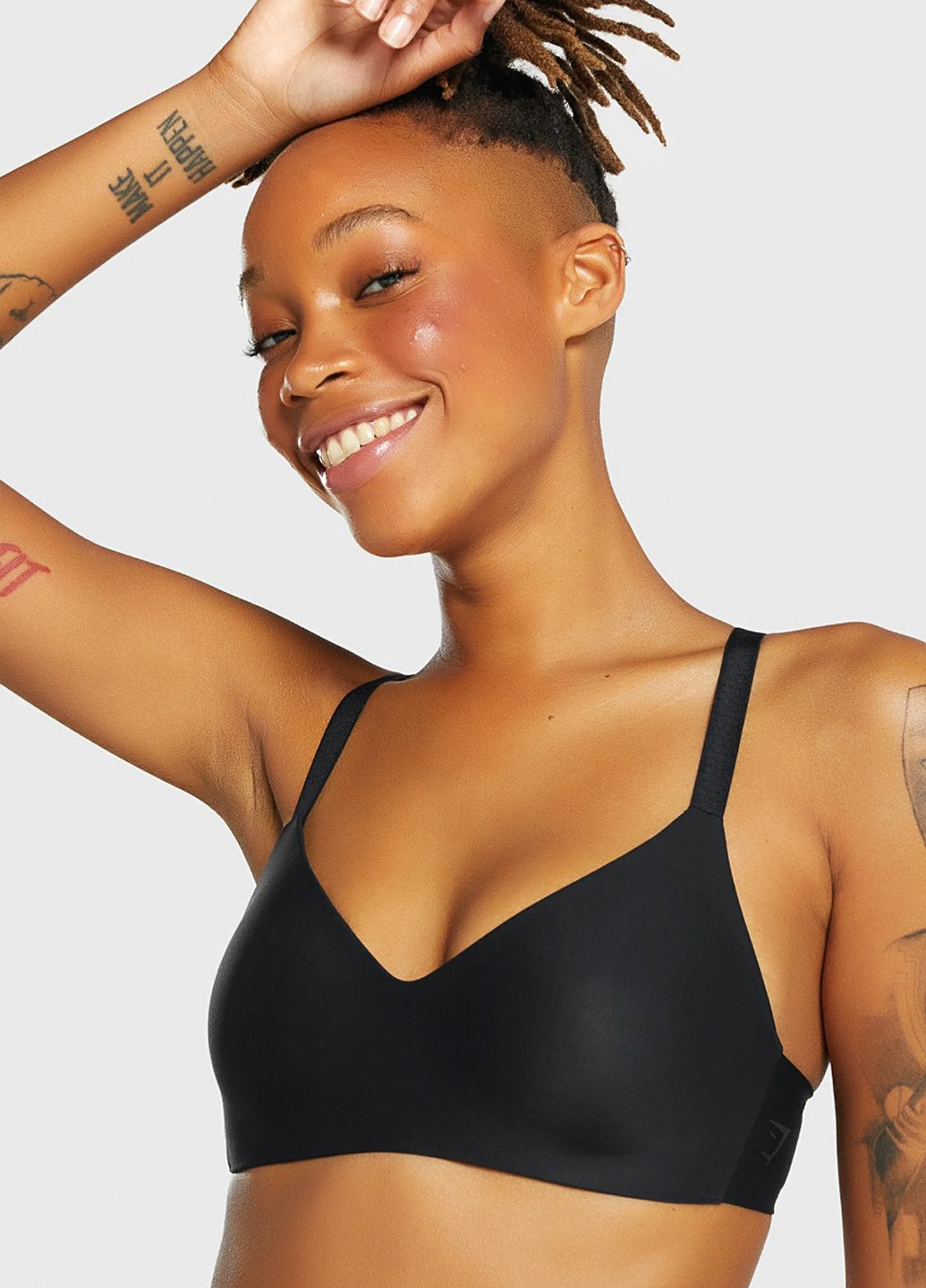 Чорний безшовний бюстгальтер Gymshark без кісточок нейлон