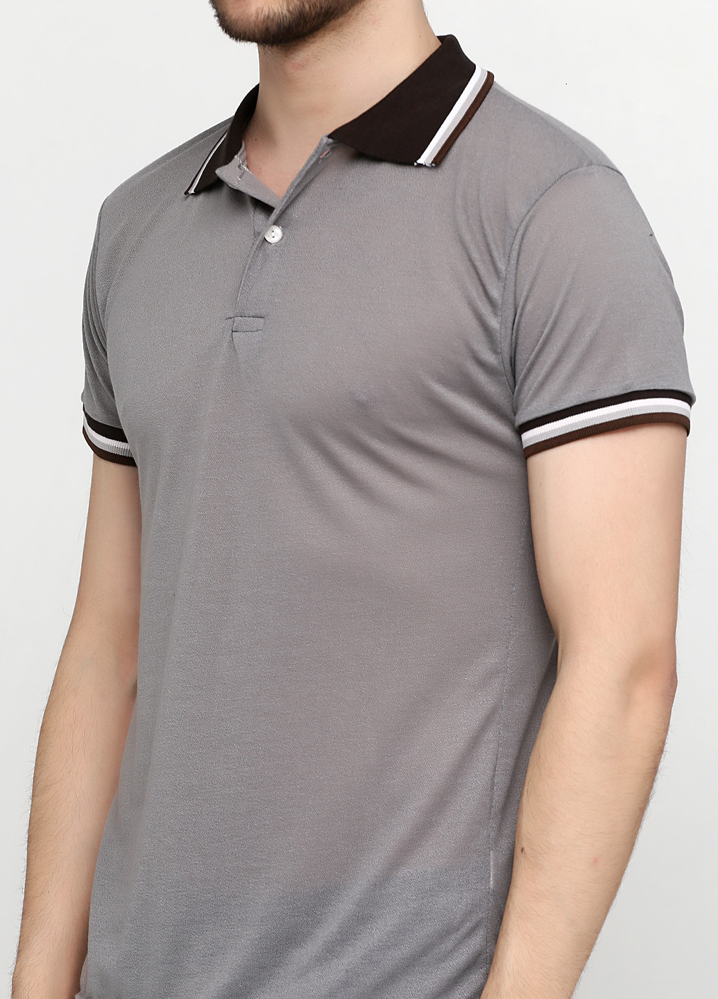 Серебристая футболка-поло для мужчин Chiarotex однотонная