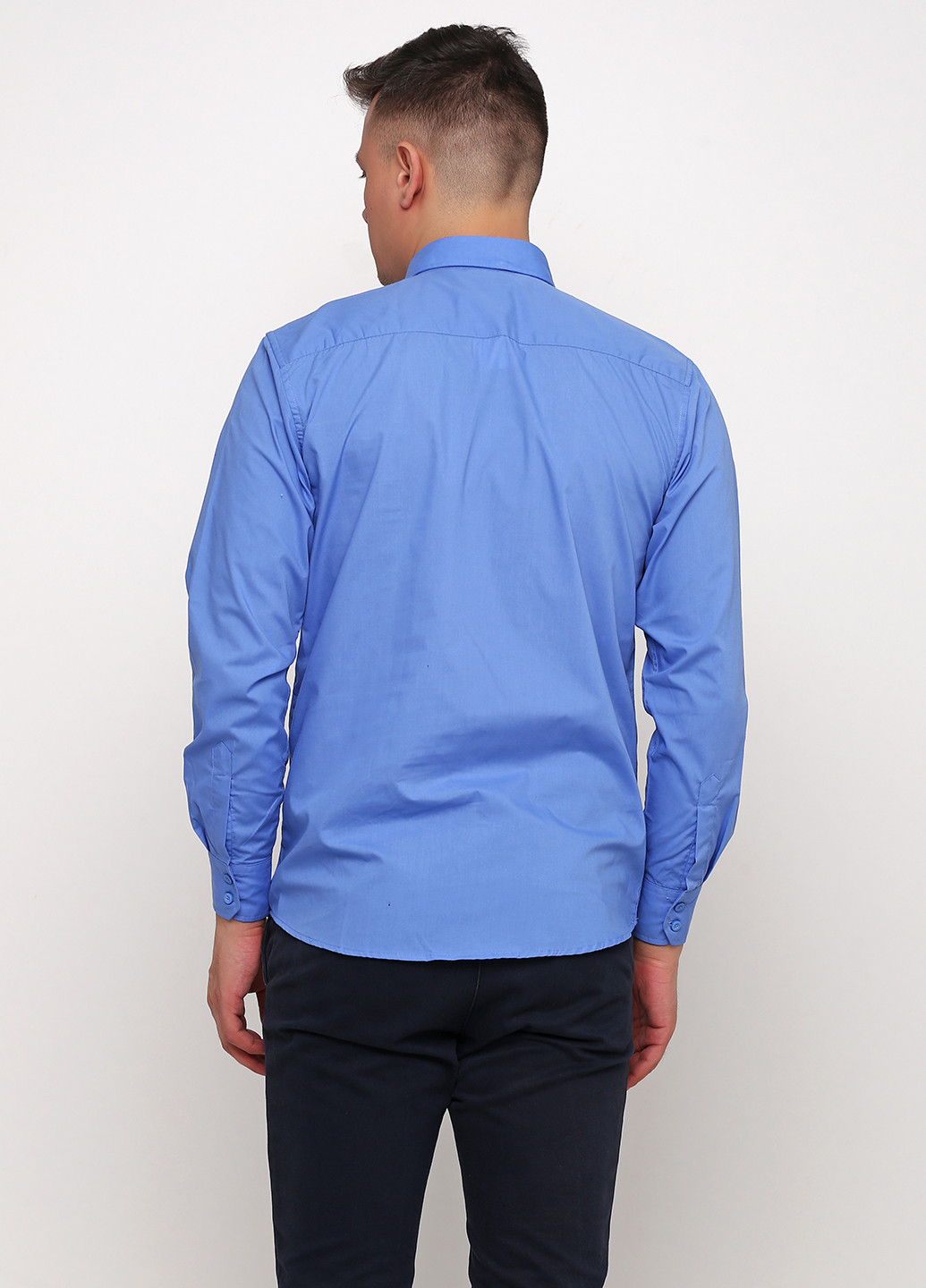 Синяя кэжуал рубашка однотонная Pierre Cardin